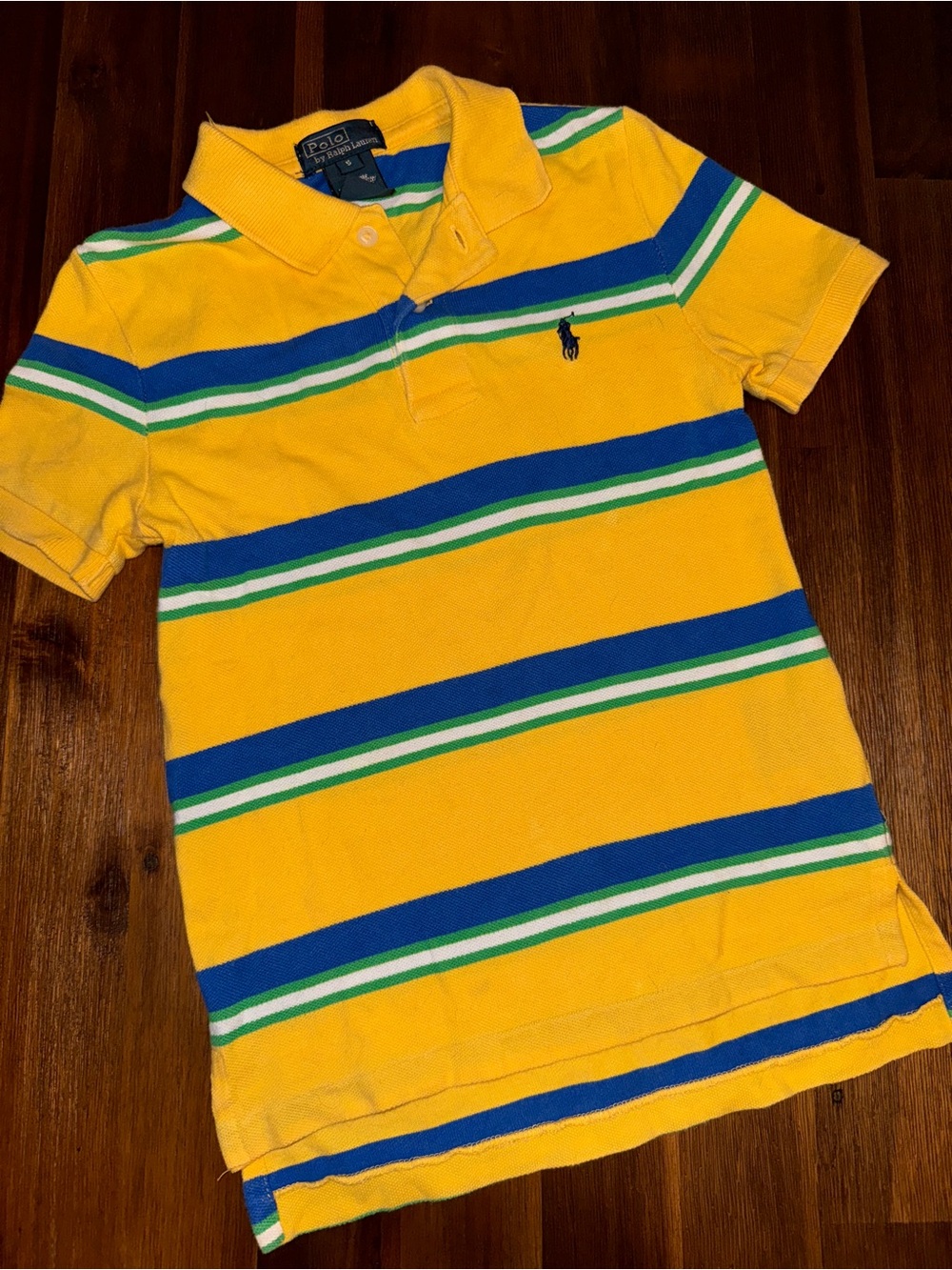 Polo by Ralph Lauren Yellow Blue Green Striped Polo Shirt Boys Size 5